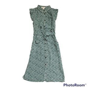Green Floral Buttoned Dress NWOT